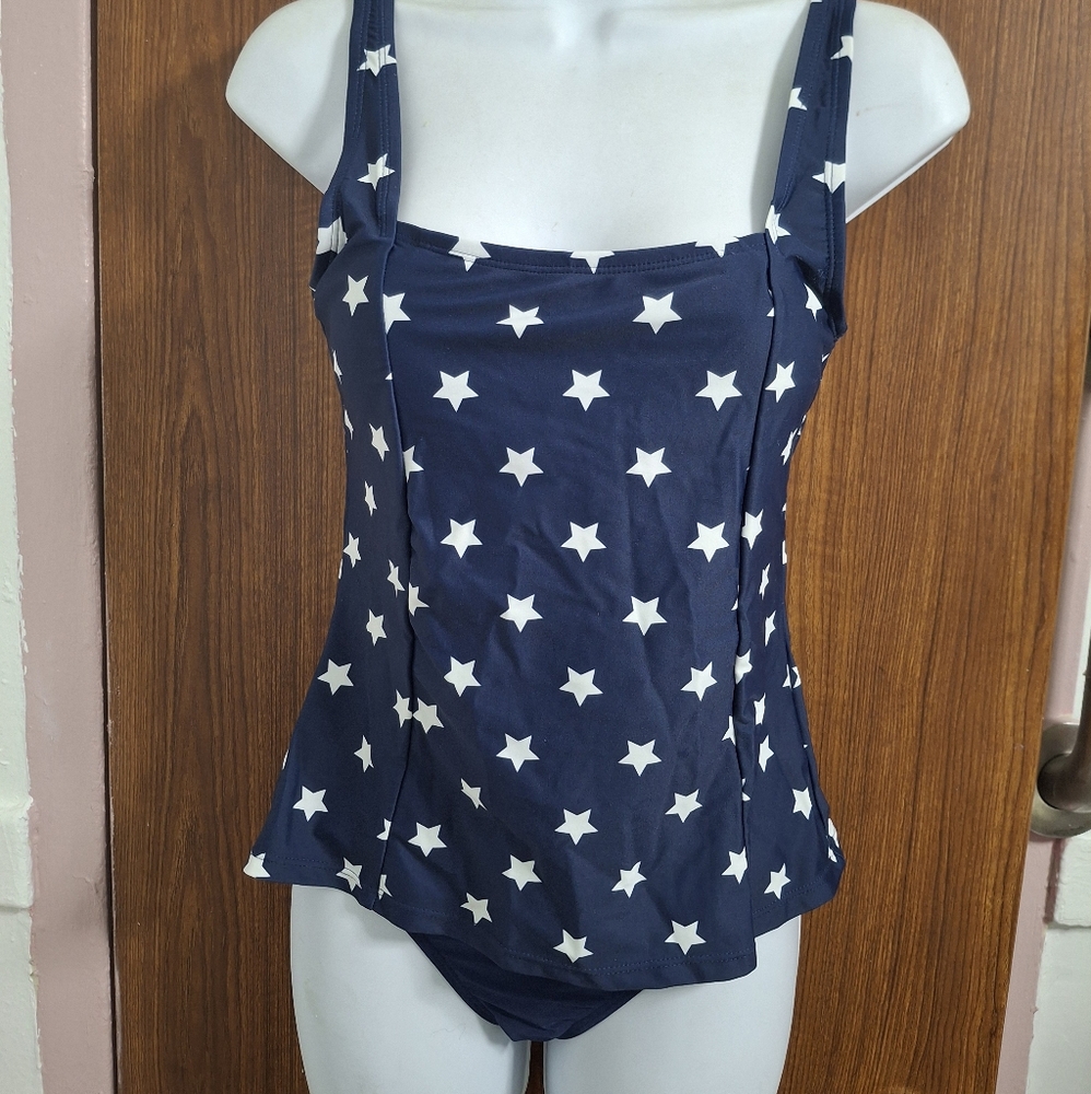 Navy Blue Star Print Women's Top